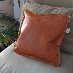 Art Deco Leather Throw Pillow – Chevron Design